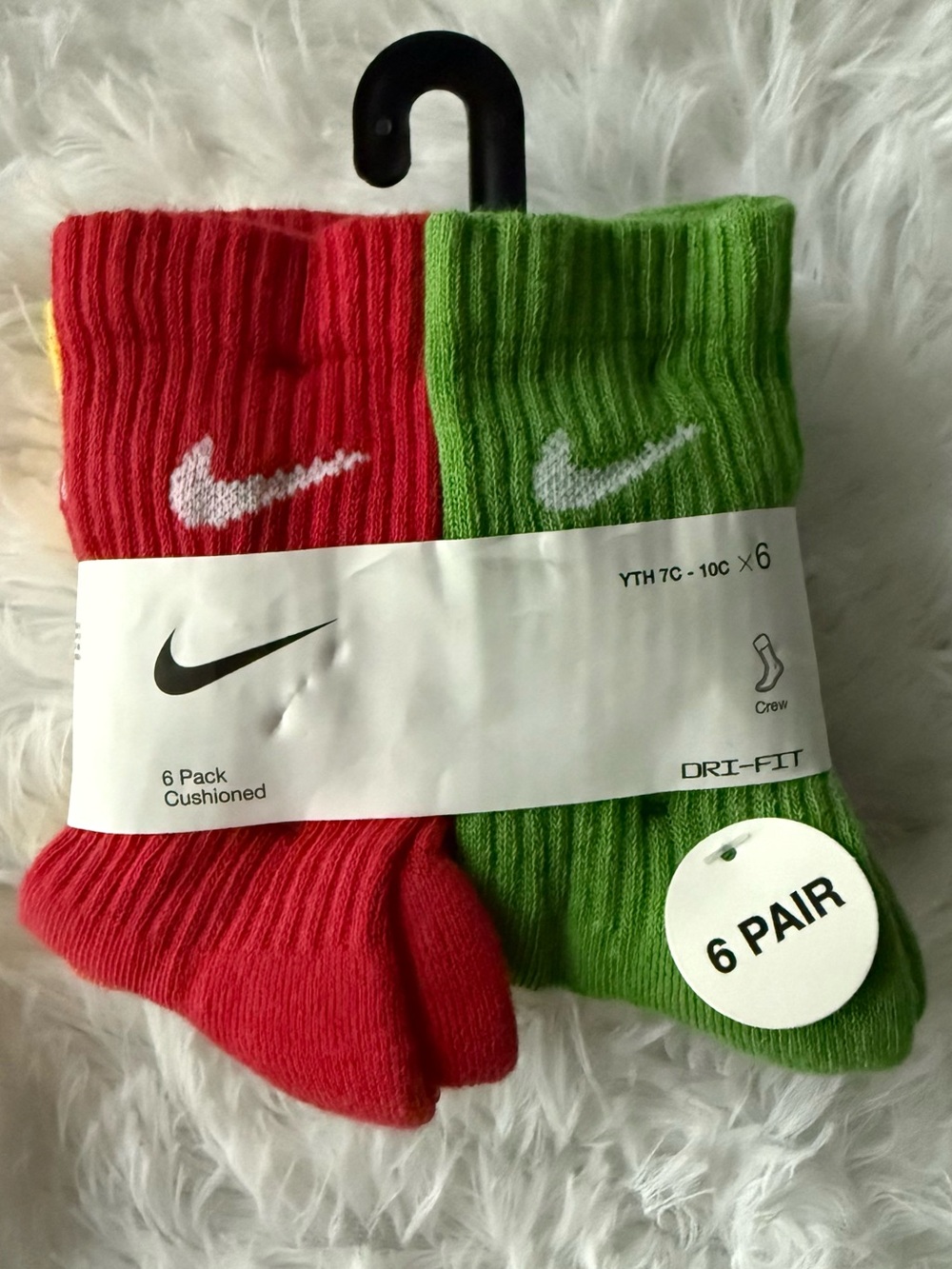 Youth 6-Pack Cushioned Crew Socks - multi